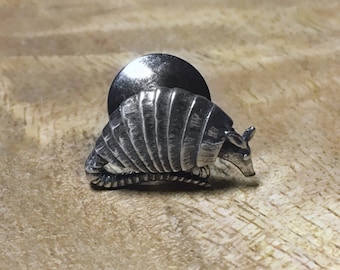 Little armadillo Sterling Silver Tie Tack or Lapel Pin, Armadillo Sterling Silver Pin