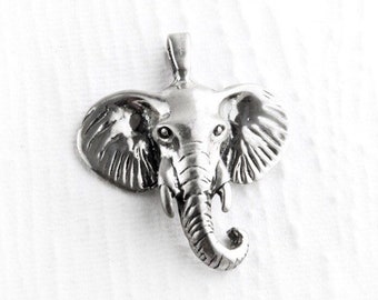 Vintage Elephant Head Sterling Silver Pendant