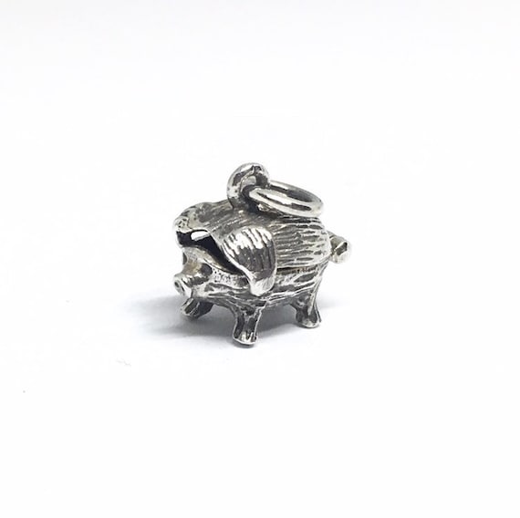Piggy Bank Charm Sterling Silver, Secret Compartm… - image 2