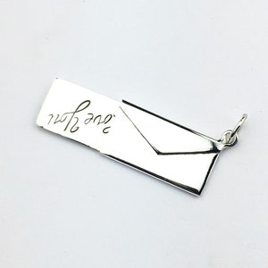 Vintage Love Letter Movable Charm, Etched Note Charm, Sterling Silver Charm Colgante