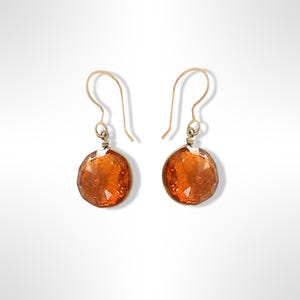 Faceted Honey Amber Drop Earrings: Antique Gold Filled, Baltic Amber
