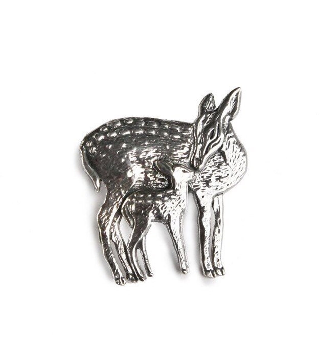 Broche Ancienne Faon En Argent Massif – Épingle à Pompe, Vintage, Réf. 1615