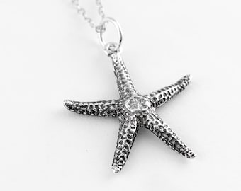 Sterling Silver Starfish Charm, Starfish Pendant in Sterling Silver, Sea Star Pendant in Sterling Silver, Ocean Sea Life Charm