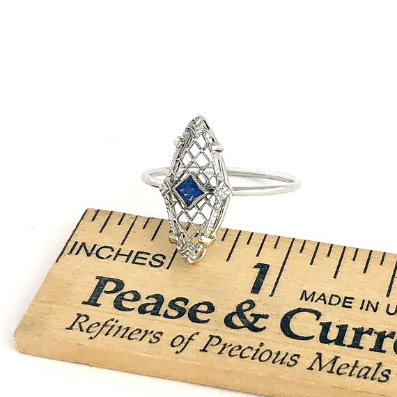 Antique Victorian Sapphire 14k White Gold Ring, V… - image 6