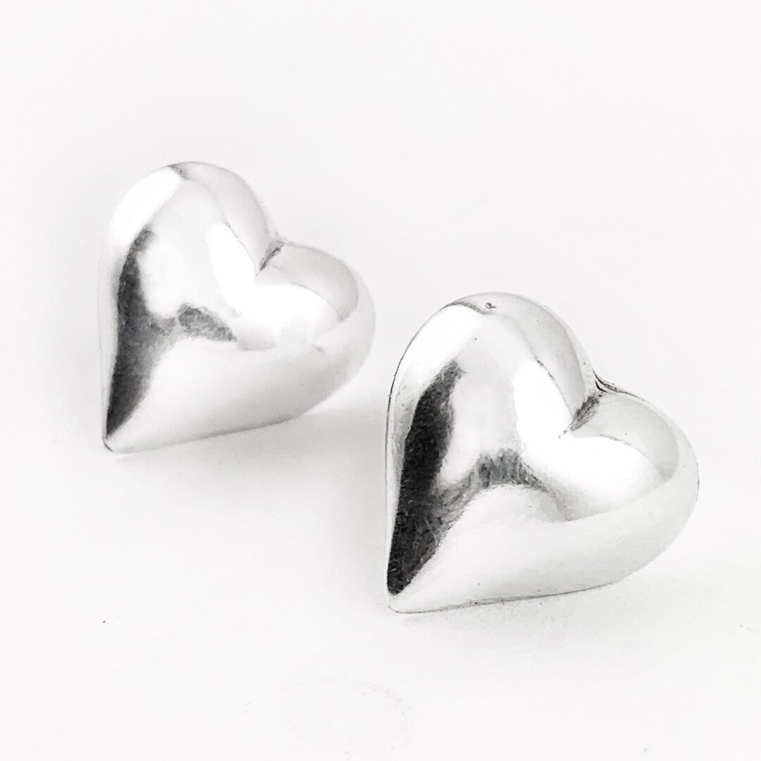 ピアス Sterling Silver925 Thick Unique Heart Stud Earring For Women Amazon.com: Silver Heart Earrings Heart Shaped Stud Earrings