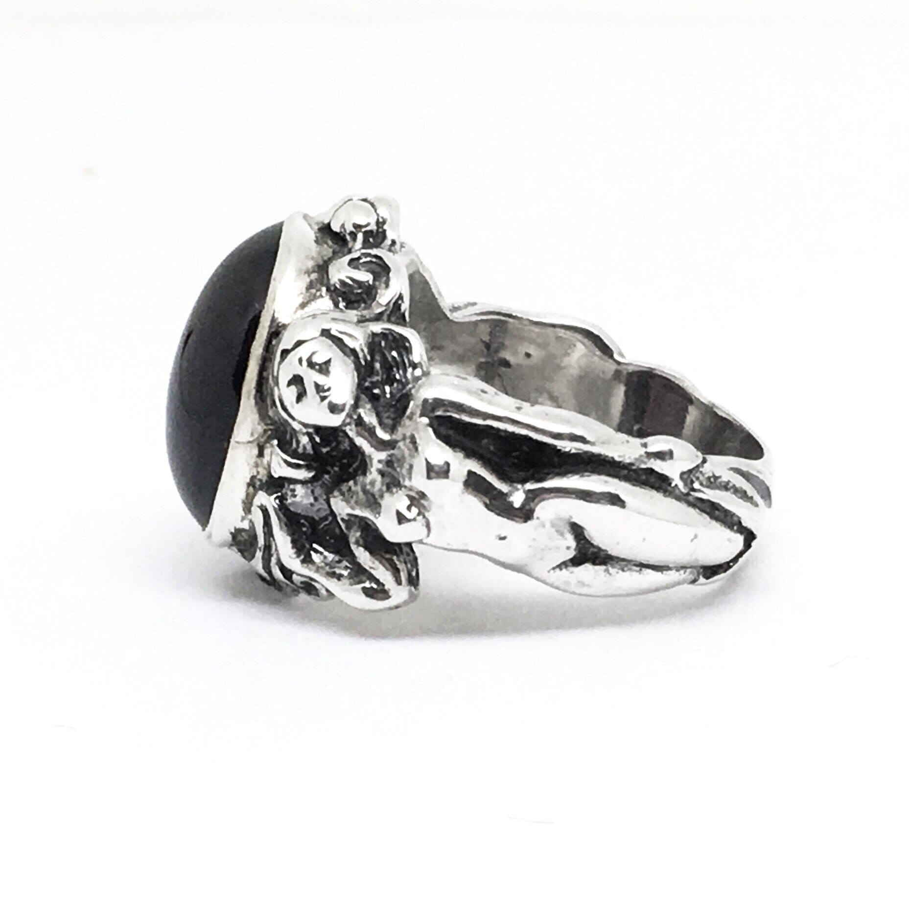Art Nouveau Ring, Goddess Ring in Sterling Silver, Aphrodite Ring, Naked Women Ring, Sterling Silver Ring, Gemstone Art Nouveau Ring