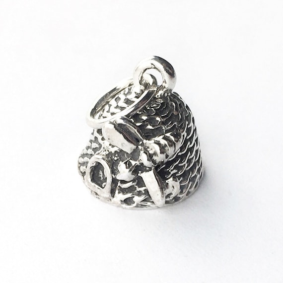 Bee Skep Charm in Sterling Silver, Beehive Charm … - image 1