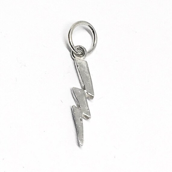 Small Lightning Bolt Sterling Silver Charm Pendant - image 2