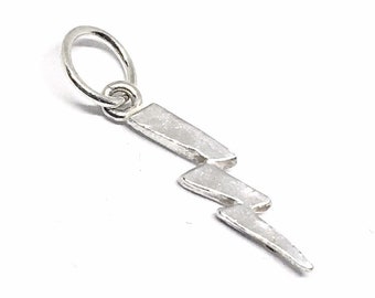 Small Lightning Bolt Sterling Silver Charm Pendant