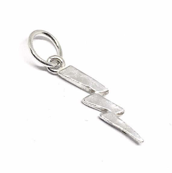 Small Lightning Bolt Sterling Silver Charm Pendant - image 1