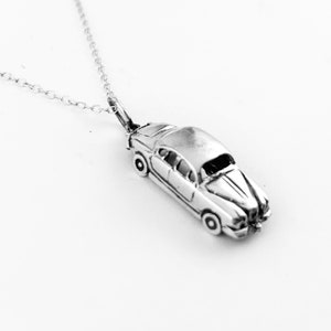Sterling Silver Classic Car Charm: Vintage Sedan Pendant