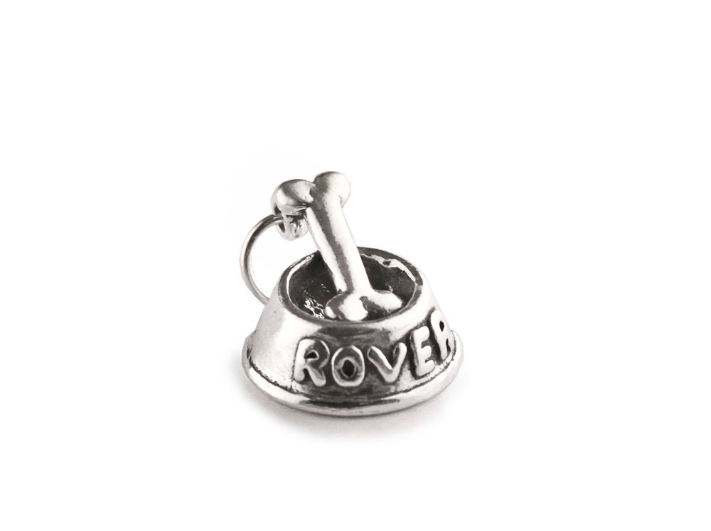 Dog Bowl with Bone Sterling Silver Rover Dangle Charm