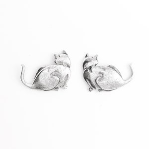 Sterling Silber Katzen Ohrstecker: Da Vinci Style