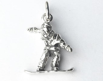 Snowboarder Sterling Silver Charm