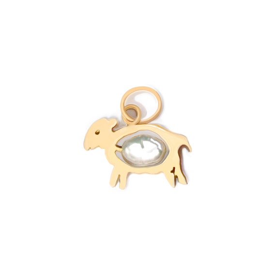 Golden Fleece Little Lamb 14k Gold and Pearl Penda