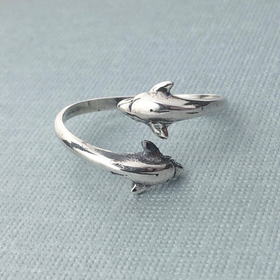 Dolphin Sterling Silver Adjustable Ring, Adjustab… - image 2