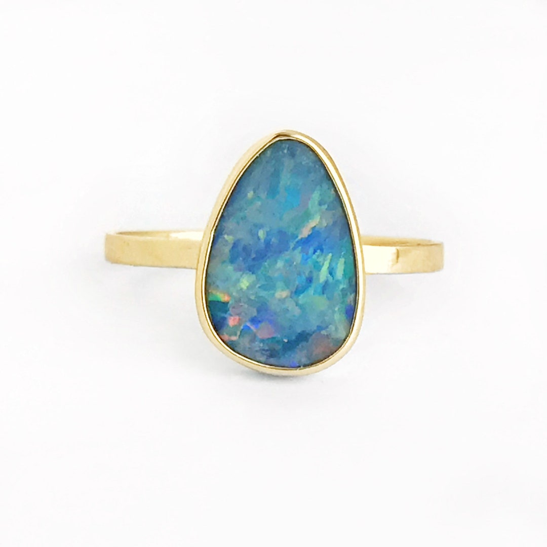 Australian Opal Gold Ring in 14k or 10k Genuine Opal Gold - Etsy UK