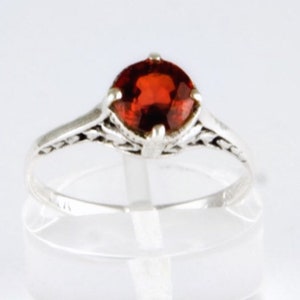 Lily of the Valley Antique Style Garnet Ring in Sterling Silver