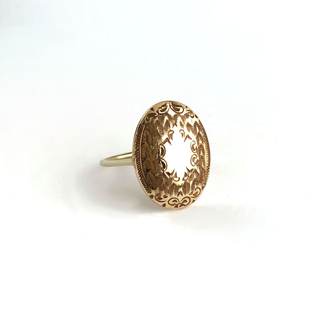 Victorian Etched Rolled Gold Ring Antique Conversion Ring Etsy
