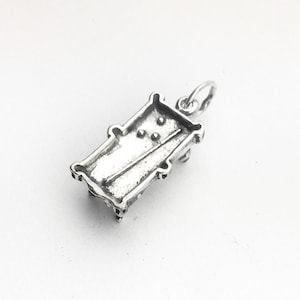 Pool Billiard Table Charm in Sterling Silver, Pool Table Charm Pendant in Sterling Silver, Cue Sports Charm Pendant