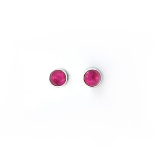Tiny Round Stud Earrings, Gemstone Earring Pair Opal, Pink Tourmaline, or Apatite in Sterling Silver, 3mm Round Post Earrings