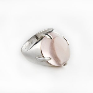 Chunky Rose Quartz and Sterling Silver Ring in Size 8 image 1