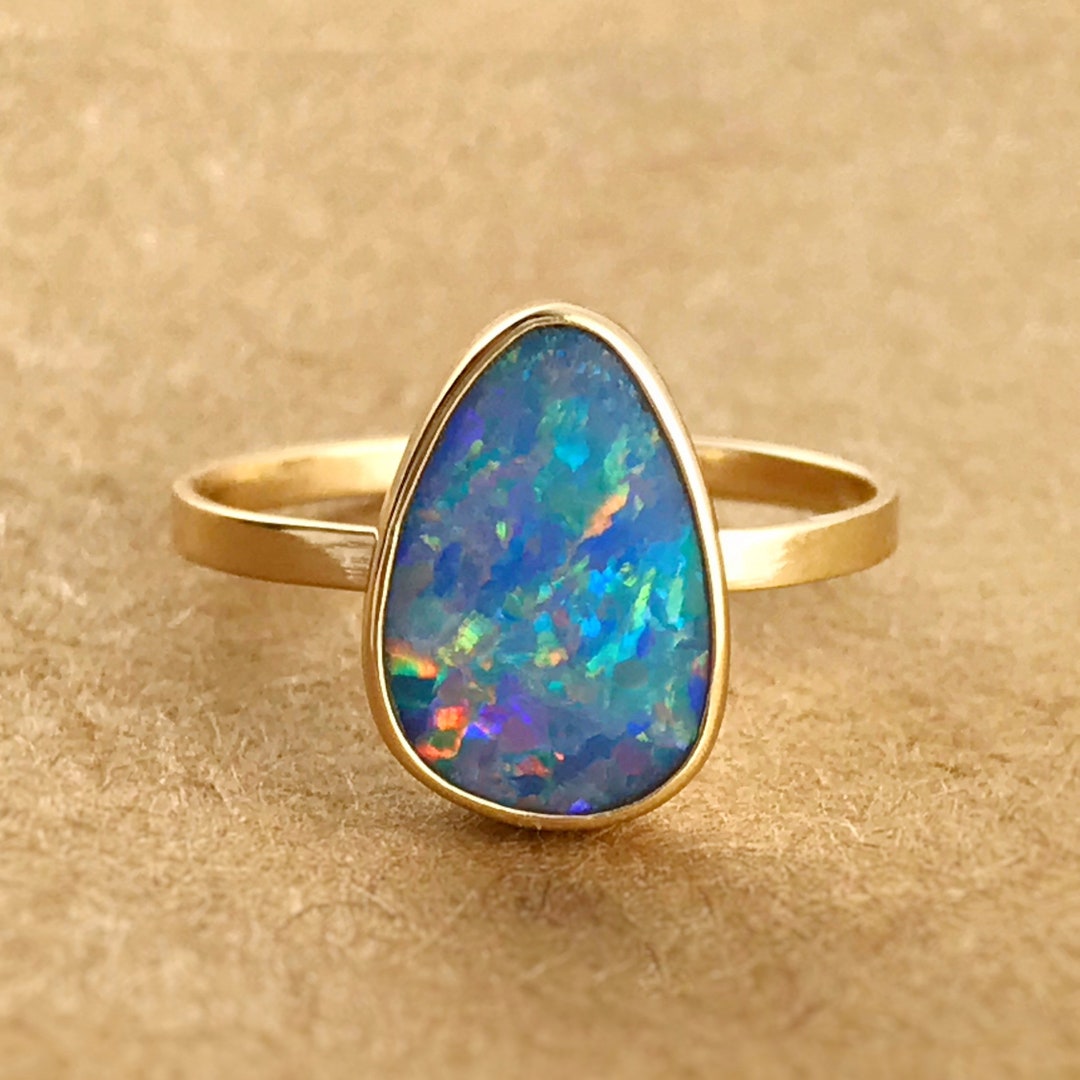 Australian Opal Ring in 14k Gold or 10k Genuine Opal 14k Gold - Etsy