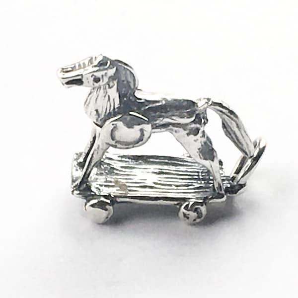 Trojan Horse Charm in Sterling Silver, Moving Trojan Horse Charm in Sterling Silver, Greek Mythology Charm, Soldiers Inside