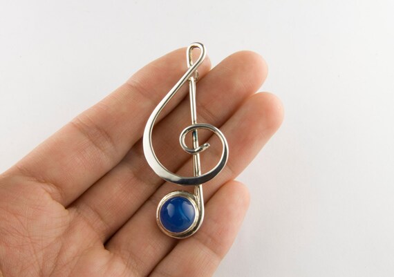 Treble Clef Sterling Silver Pin View 2