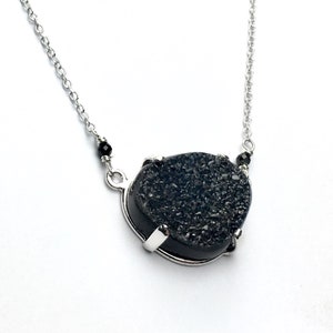 Black Druzy Sterling Silver Necklace