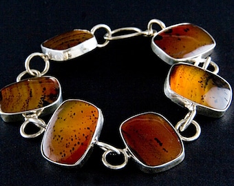 Red Montana Agate Sterling Silver Bracelet