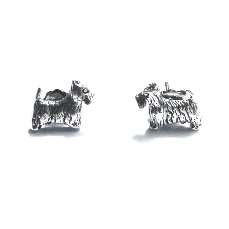 Small Scottie Dog Sterling Silver Stud Post Earrings Pair, Scottish Terrier image 4