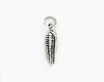 Corn on the Cob Charm in Sterling Silver, Silver Corn Charm, Sterling Silver Charm, Corn Cob Pendant, Corn Cob Necklace, Corn Necklace