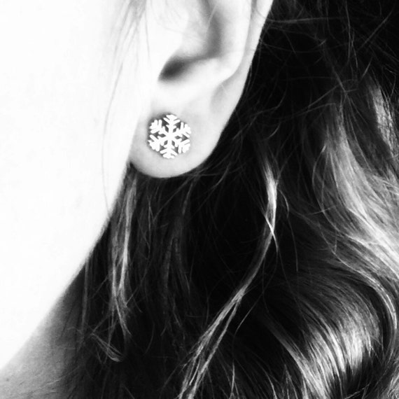 Small Snowflake Sterling Silver Post Earrings - image 3