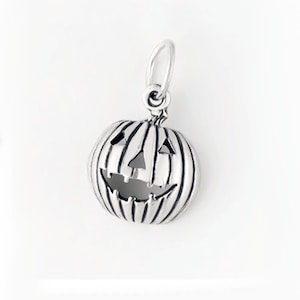 Halloween Pumpkin Charm: Jack O&#39; Lantern, Sterling Silver Pendant