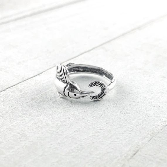 Swordfish Sterling Silver Ring - Adjustable Fish … - image 1