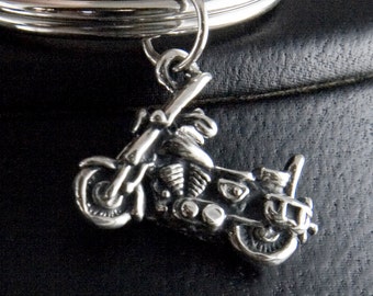 Motorcyclist Sterling Silver Key Ring, key chain