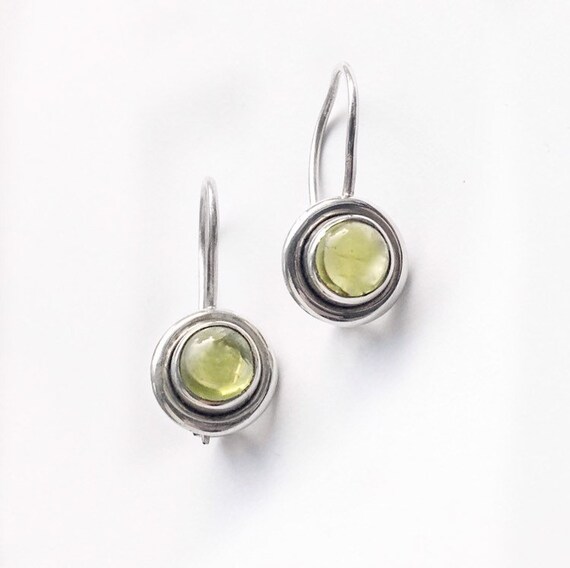 Peridot Dot Sterling Silver Earrings, Simple Peri… - image 2