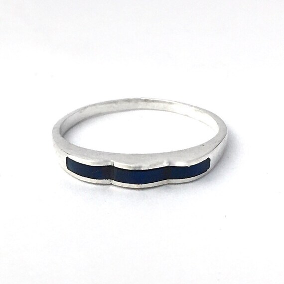 Simplistic Waves Lapis Stacking Ring in Sterling … - image 3