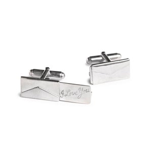 Gemelos estilo vintage, gemelos con carta de amor, gemelos de plata de ley, carta con nota de amor o nota en blanco para grabar, nota extraíble