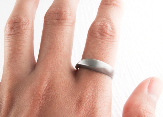 Minimalist Sterling Silver Wave Ring: Matte Satin… - image 2