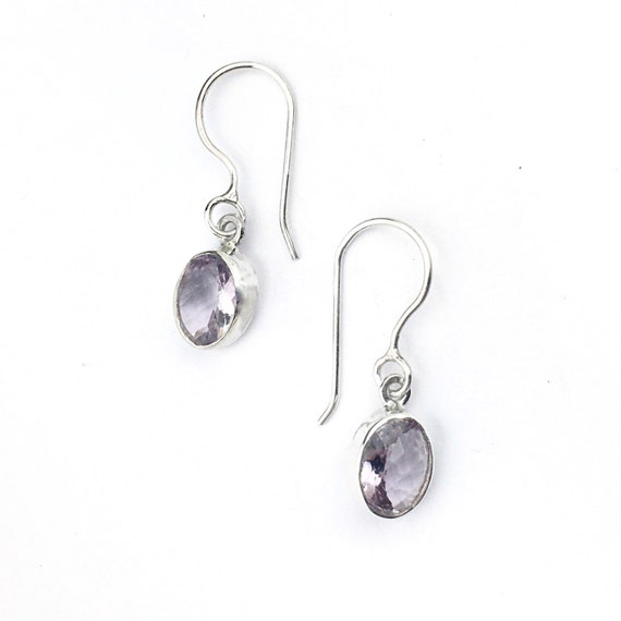 Amethyst Earrings Oval Faceted Sterling Silver Dangle Earrings Amethyst Earrings Oval Faceted Sterling Silver Dangle Earrings