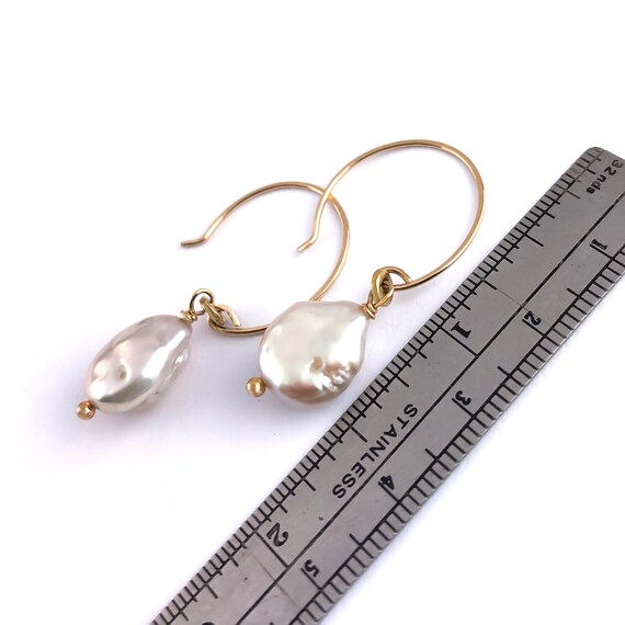 Pearl Teardrop Hoop Earrings, High Quality Baroque Pearl