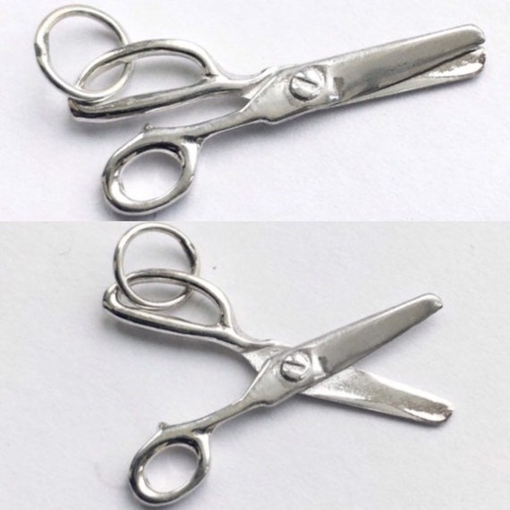 Miniature Sterling Silver Scissors Charm: Moving … - image 1