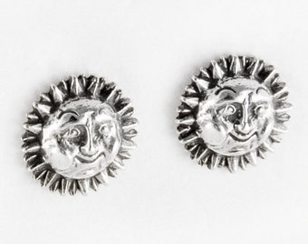 Small Sun Sterling Silver Stud Post Earrings