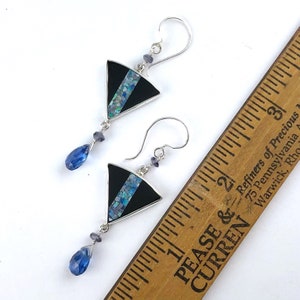 Opal Mosaic and Kyanite sterling silver Earrings image 7