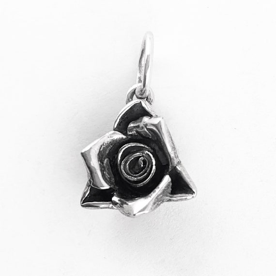 Rose Flower Charm in Sterling Silver, Sterling Si… - image 1