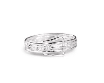 Vintage Style Buckle Sterling Silver Ring