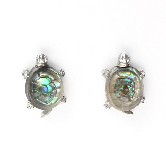 Small Abalone Turtle Sterling Silver Stud Earrings - image 1