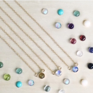 Mini Gemstone Necklace in Silver or 14k Gold Filled, 14&quot; - 20&quot; inch length